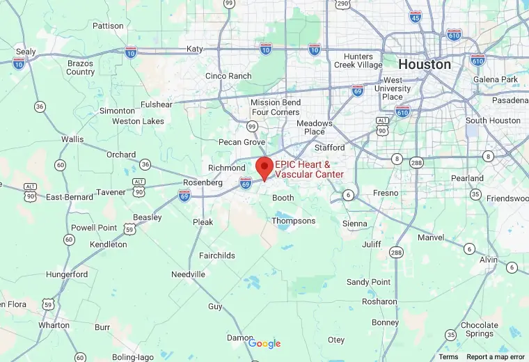 Map of Epic Heart & Vascular Center at 6534 Greatwood Parkway Unit A, Sugar Land, TX 77479